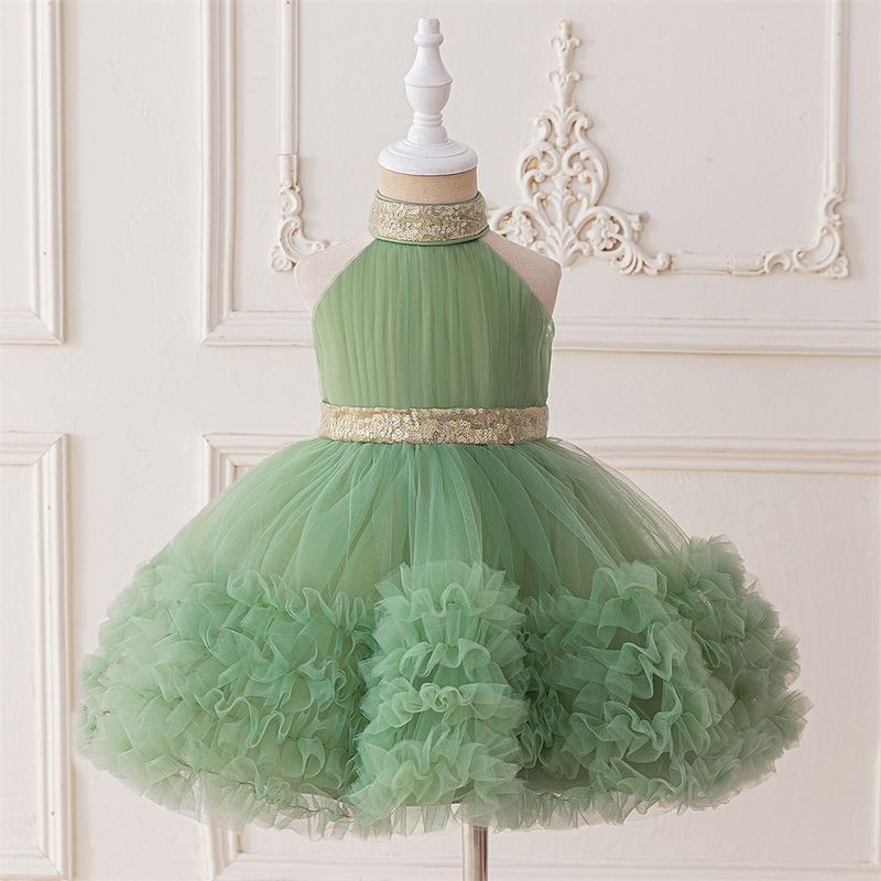 Boho prinsessenjurk (70-110 cm/6M-3J) | Bohemian halterjurk met vloeiende sleep voor verjaardagen en optredens_voghion.com