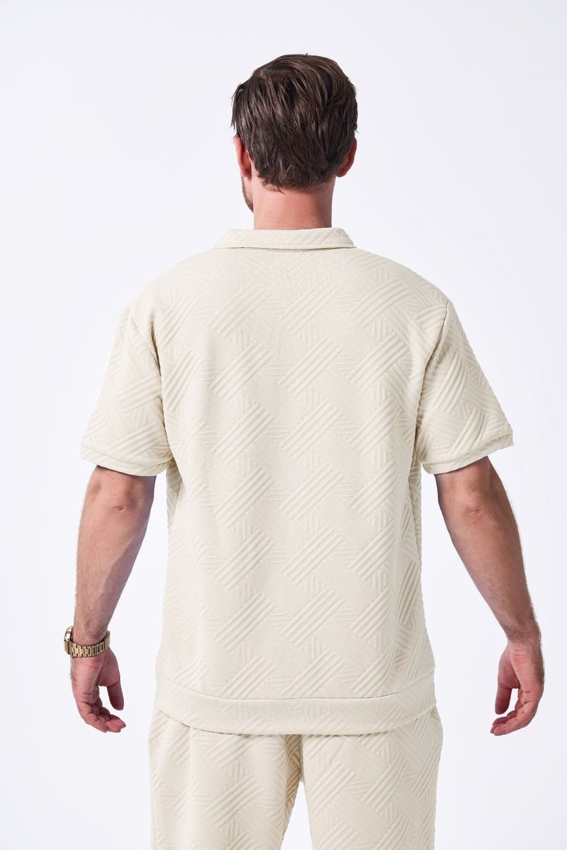 Men's Clothing Summer New Men's Simple Casual Jacquard Short Sleeved Zipper Cardigan Jacket Shorts Suit_voghion.com