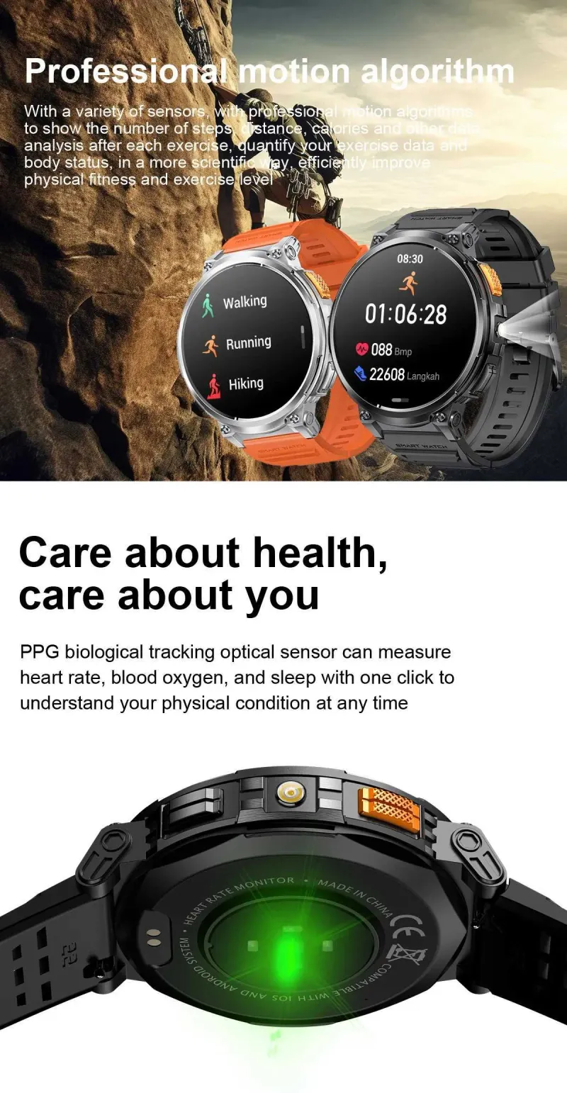 LIGE Smart Watch Men Flashlight BT Call Sport Fitness Health Monitor 730mAh Large Battery Smartwatch For Android XM IOS_voghion.com