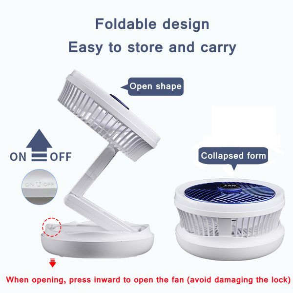 USB Charging Foldable Desk Fan Wall Mounted Hanging Ceiling Fan With LED Light 4 Speed Adjustable For Home Room Air Cooler Fan_voghion.com