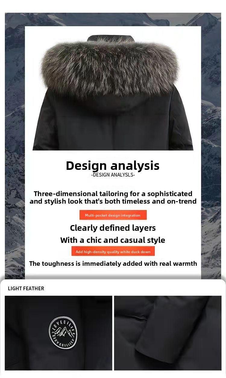 2025 Winter New White Duck Down Men's Down Jacket Medium And Long Thickened Warm Fashion Large Fur Collar Casual Jacket_voghion.com