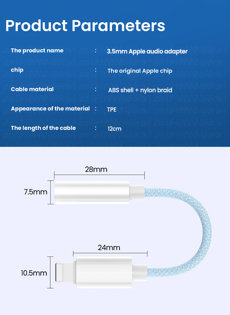Cablu AUX cu 8 pini la mufă jack de 3,5 mm pentru iPhone 14, 13, 12 Pro, adaptor pentru căști, cablu audio TPE, conector sp_voghion.com