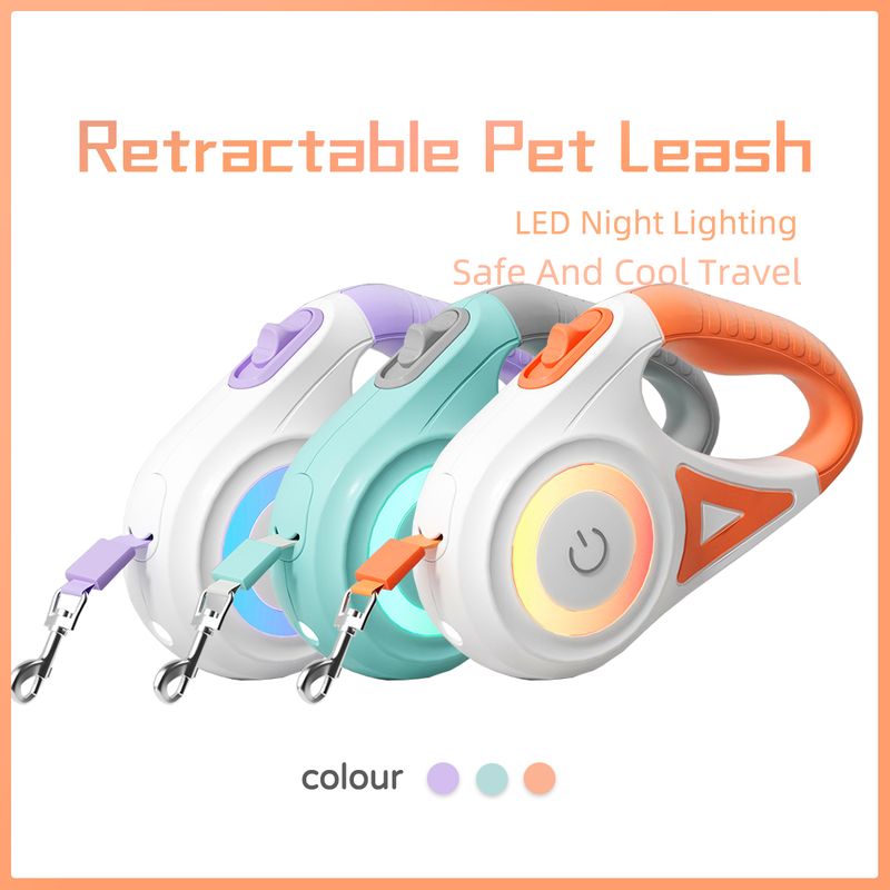 Guinzaglio retrattile a LED con luce per cani, cuccioli, cani di piccola taglia, media e grande, gatti, imbracatura per animali domestici, cinghie, collare, accessori, 3 m, 5 m, Roulette_voghion.com