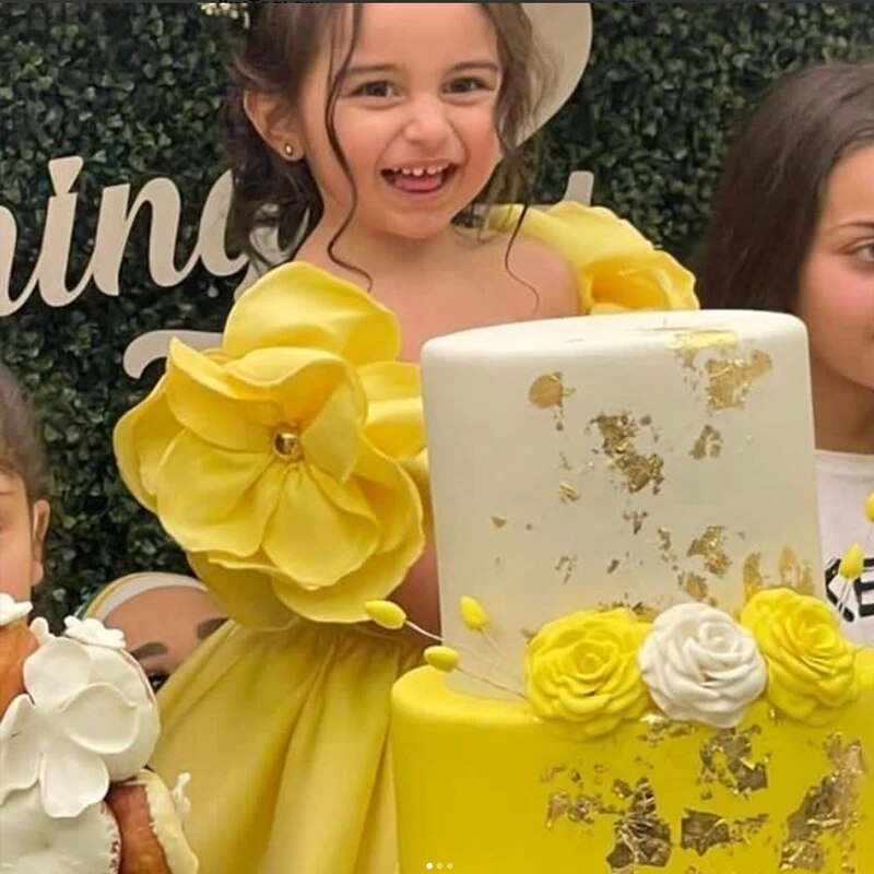 1 2 3 4 5 6 jaar Baby Meisjes Jurk Zomer Dubbele Schouder Bloemen Goud Jacquard Prinses Jurk Verjaardagsfeestje geschenken Kinderkleding_voghion.com