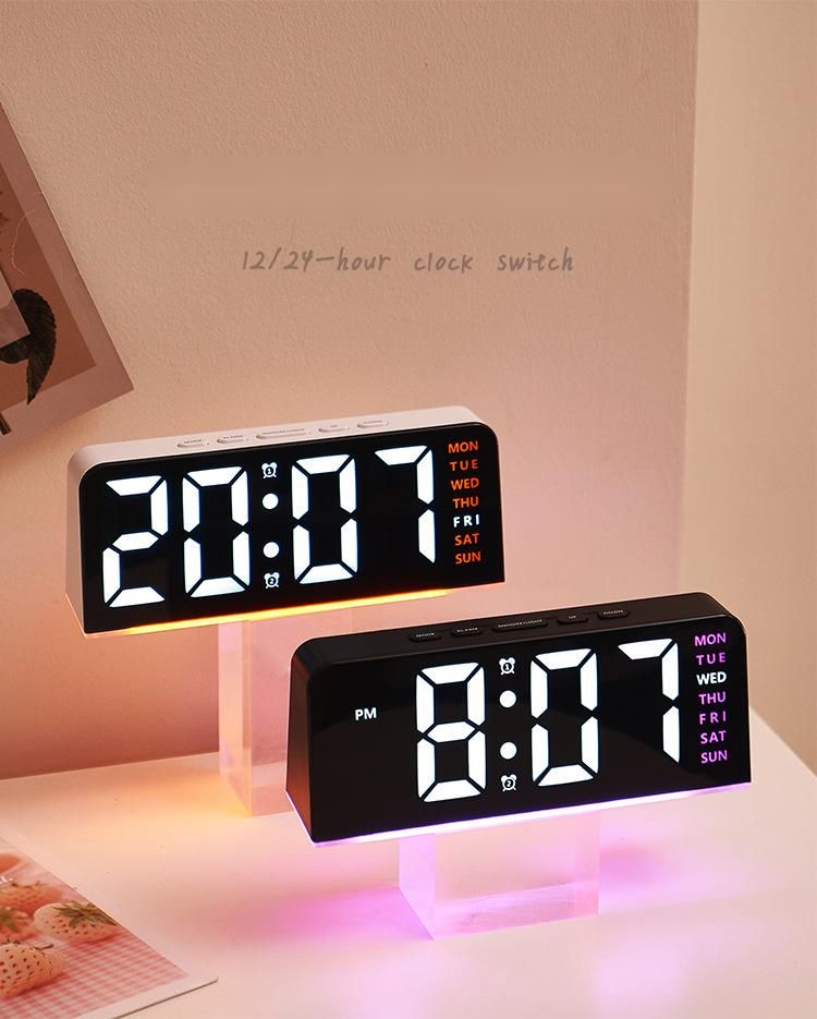 Innowacyjny, wielofunkcyjny budzik cyfrowy z dużymi znakami LED i datą, GH8033_voghion.com