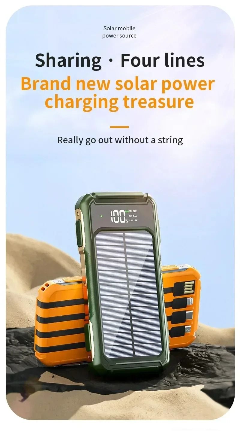 100000 MAh Portable Solar Backup Power Supply Large Capacity For Outdoor Camping USB-A USB-C Fast Charging With Infrared_voghion.com