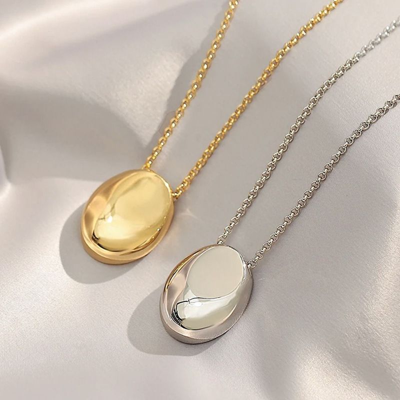 2025 Women Fashion Brand new matte metal oval pendant, geometric long women's sweater luxurious and charming fine necklace, artificial_voghion.com