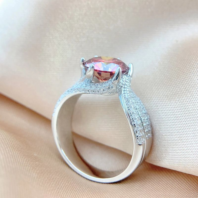 Moissanite rossa, bianca e blu a sei punte, in argento puro placcato in platino, lussuoso intarsio, proposta di amore eterno per donna, coppia_voghion.com