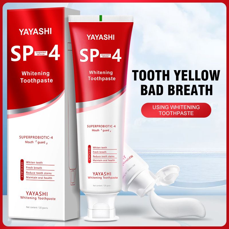 YAYASHI English Version SP-4 Probiotic Whitening Stain Removing Toothpaste Refreshing Breath Improving Yellow Teeth 120g_voghion.com