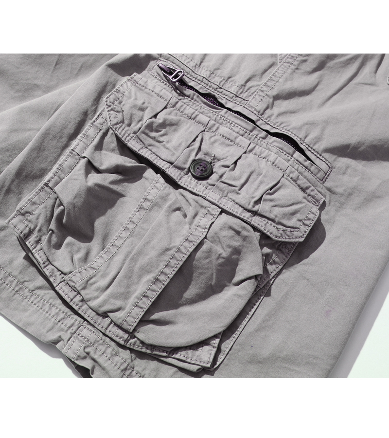 Pantalones cortos cargo de algodón con bolsillo con solapa para hombre para primavera y verano_voghion.com