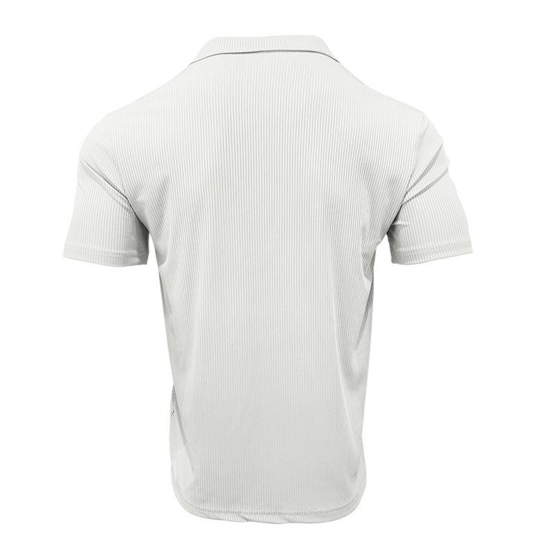 2024 Sommer Neues Hemd Reißverschluss Streifenkleid Lässiges Polokragen Kurzarm Herren T-Shirt_voghion.com