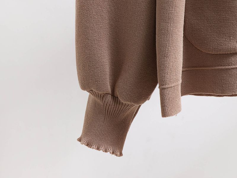 Abbigliamento da donna Autunno e inverno Maglione lavorato a maglia Completo polo Collo maglione largo Giacca vita alta Pantaloni gamba larga Completo due pezzi_voghion.com