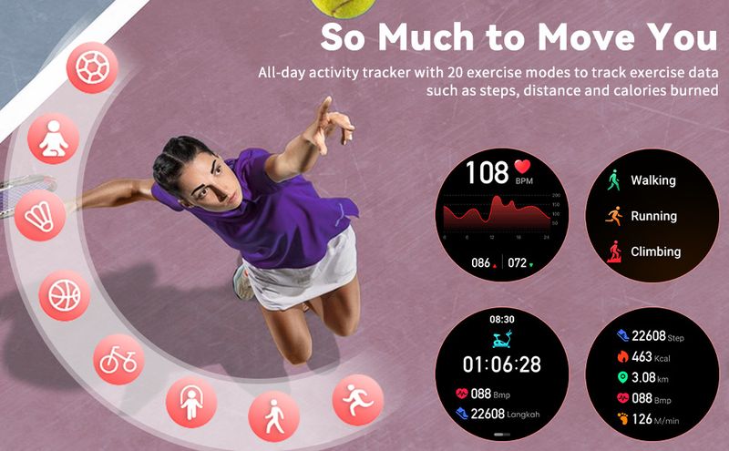 Kadın Akıllı Saat Su Geçirmez Kalp Atış Hızı Kan Oksijen Bluetooth Çağrı Spor Saati_voghion.com