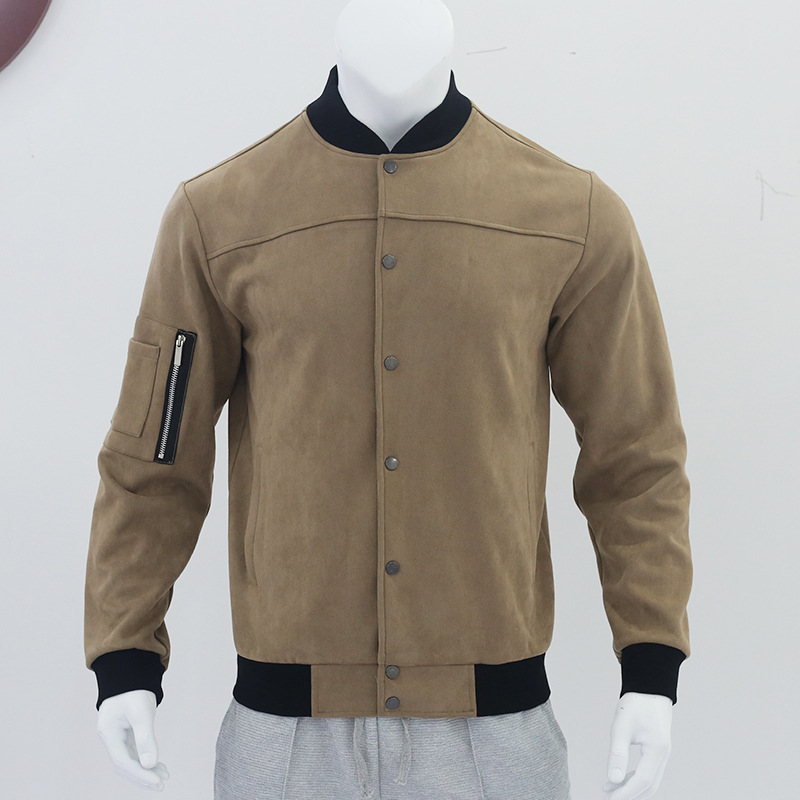 Men's Clothing Autumn and Winter Suede Stand Collar Men's Button Cardigan Jacket Casual Retro Jacket Men_voghion.com
