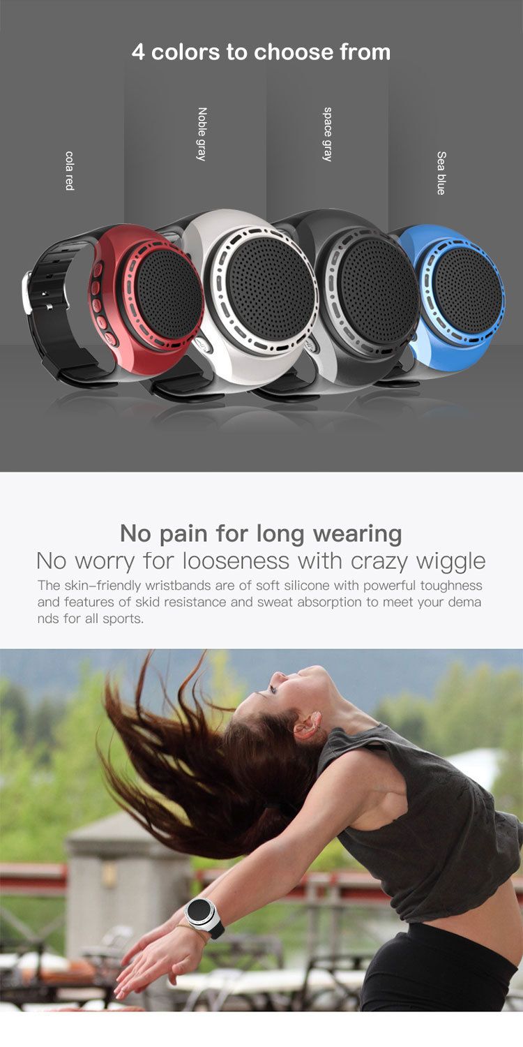 Scheda compatibile con Bluetooth Sports U6 con radio FM, altoparlante LED colorato portatile per corsa all'aperto_voghion.com