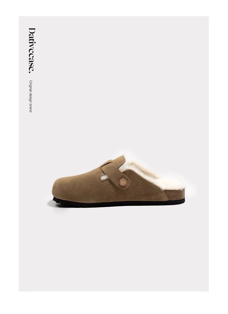 Eine neue Art von Slipper und Fleece-Einzelschuhe mit dicker Sohle Semi-Drag-Baumwollschuhe_voghion.com