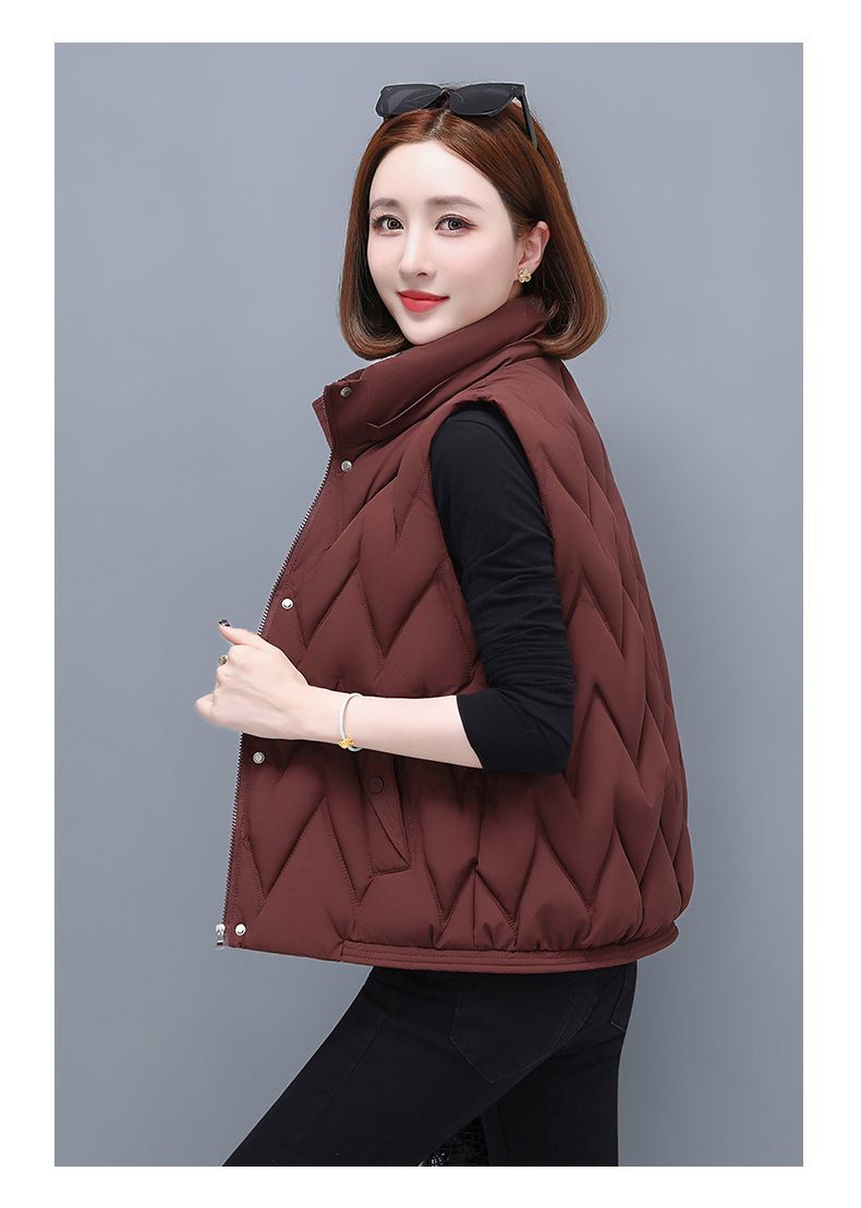 Gilet matelassé pour femme avec capuche amovible, veste d'hiver légère et chaude sans manches, doudoune décontractée pour petites et grandes tailles, coque en polyester_voghion.com