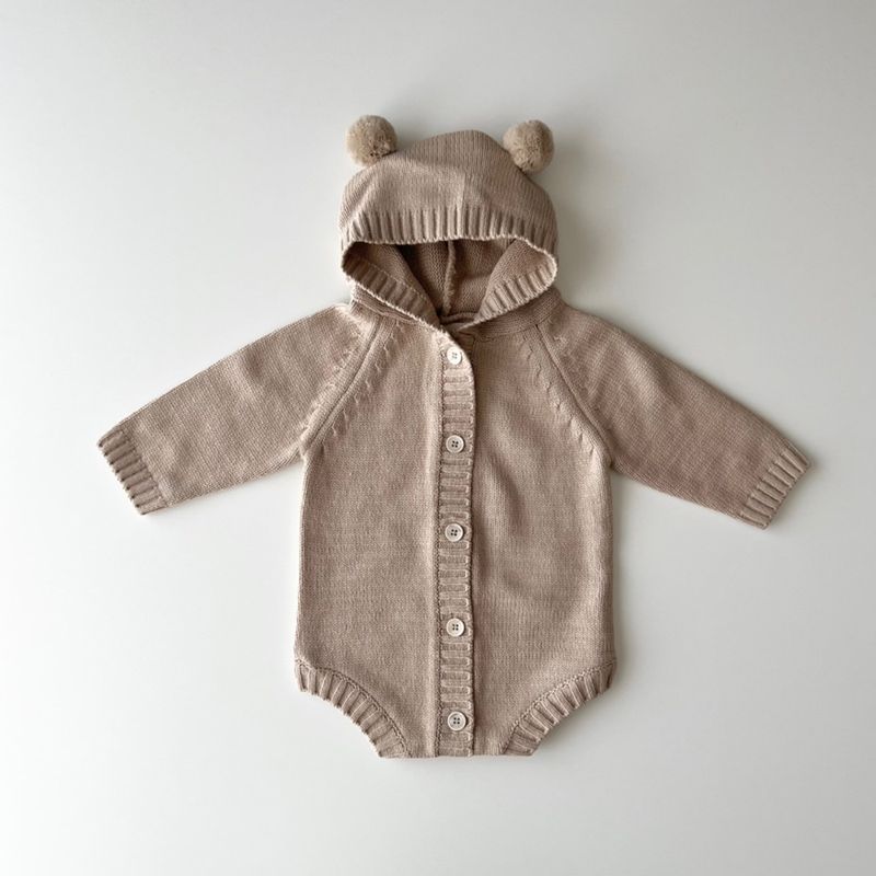 Alyce-xiyue1baobao 25 Lente Nieuwe Koreaanse Versie Romper Ins Stijl Berenontwerp Kindergebreide Trui Baby Jumpsuit_voghion.com