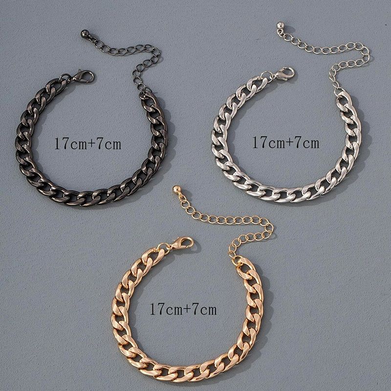 Pulseira de corrente de corda geométrica de metal punk cubano hip hop acessórios femininos_voghion.com