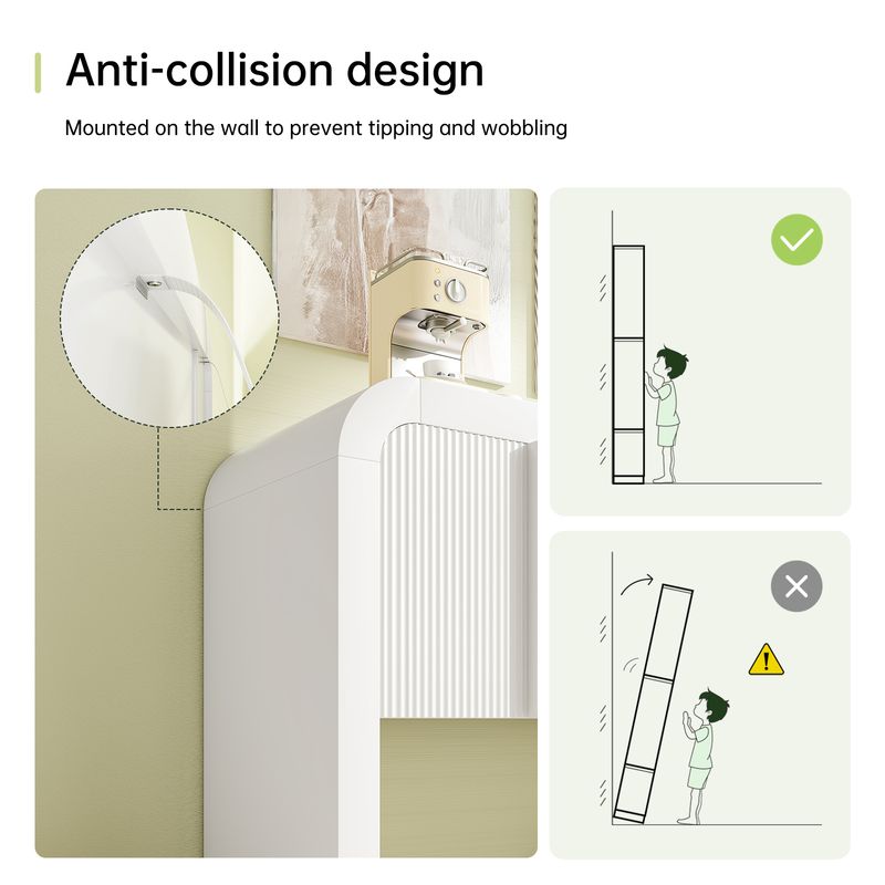 Credenza Weiß Mit Abgerundeter Ecke, Magnetischen Türen, Kippsicherung_voghion.com
