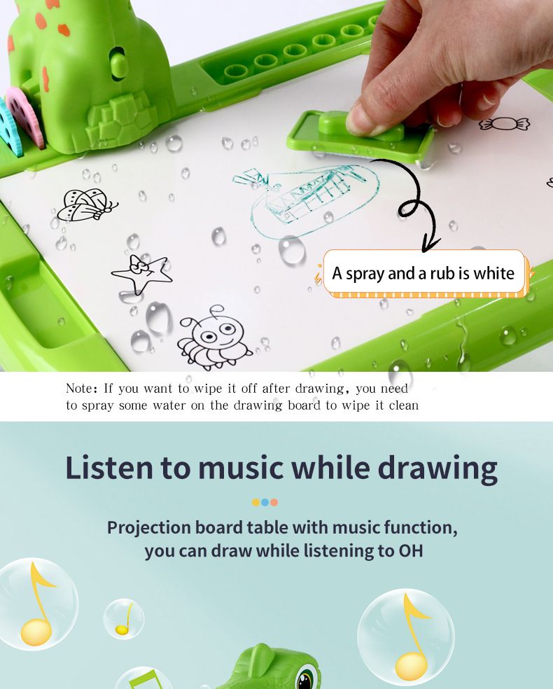 Intelligentes, frühkindliches, multifunktionales Projektionsspielzeug für Kinder, Dinosaurier-Zeichenbrett, Schreibtafel, Geburtstagsgeschenk für Jungen und Mädchen_voghion.com