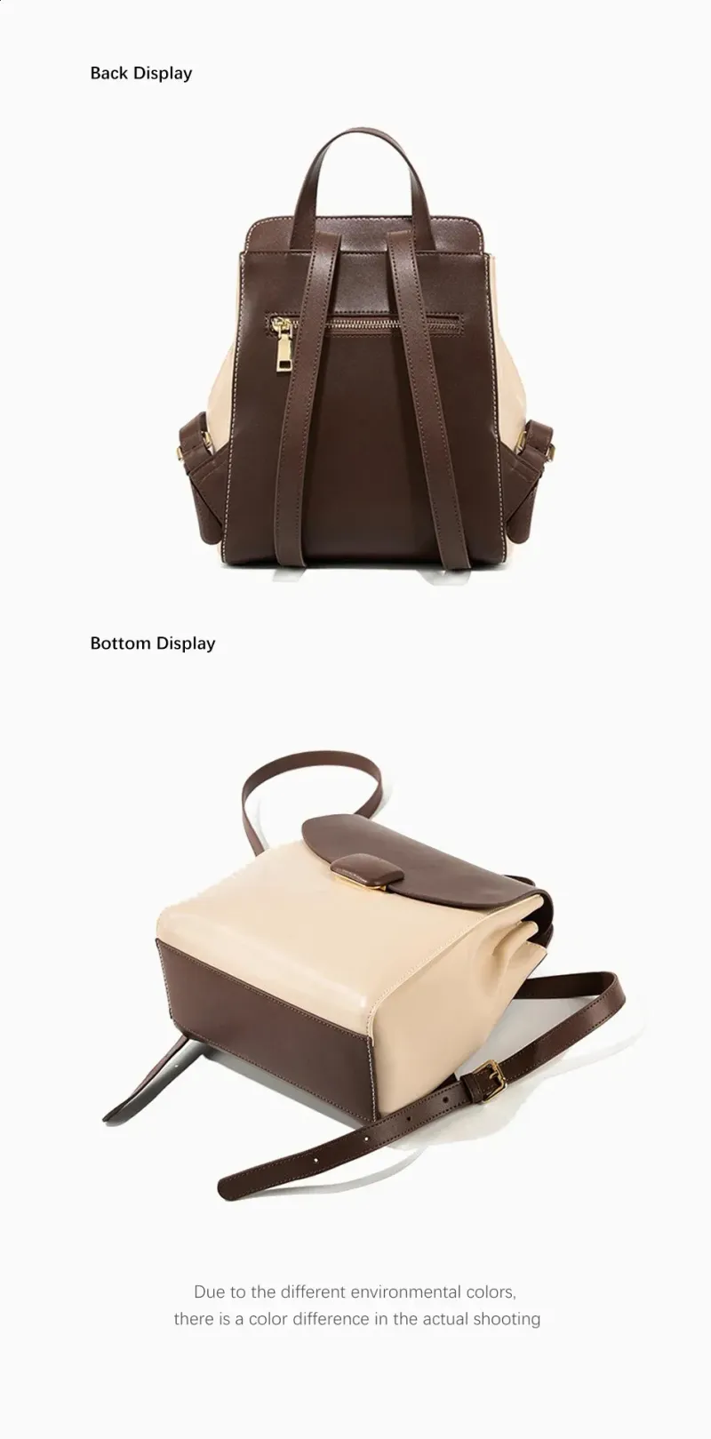 Zency Womens Small Backpack Split Leather Preppy Style Girls Stylish Schoolbag Multipocket Travel Satchel Campus_voghion.com