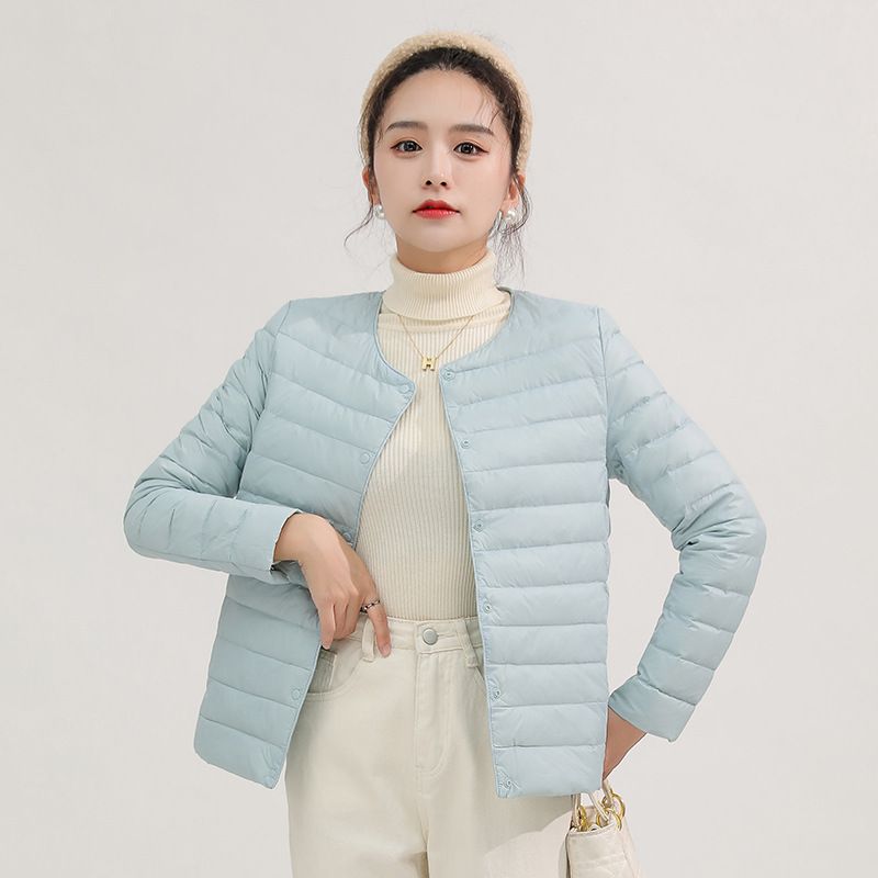 Lightweight Jacket Men's Short Style Autumn Winter New Collarless Liner Plus Size Inner Wear Base Layer Round Neck White_voghion.com