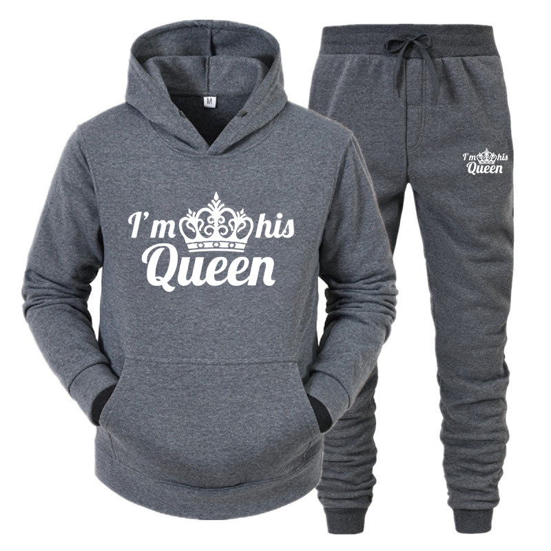 KING QUEEN Pull Ensemble deux pièces de sport décontracté pour hommes et femmes_voghion.com