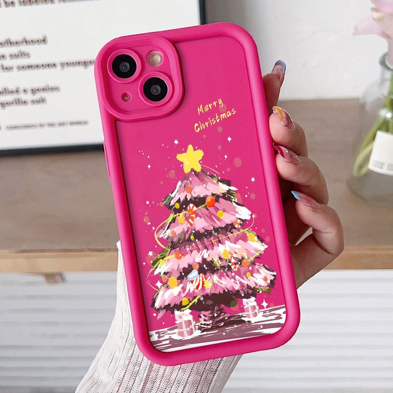Carcasă de telefon roz cu model brad de Crăciun, moale, TPU, rezistentă la șocuri, pentru Xiaomi 14T 13T 11T 12T 12 13 Pro Lite Poco X6 F6 M6 X5 F5 Pro_voghion.com