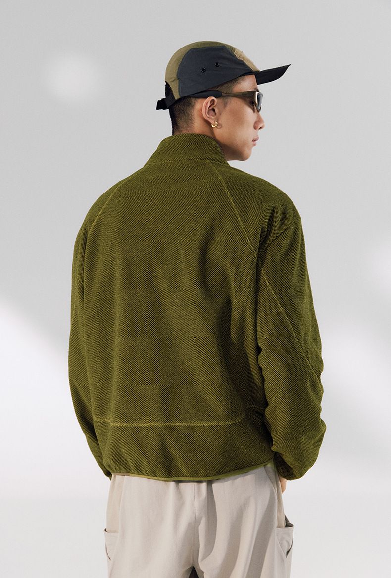 Suéter de invierno 2025 para hombre, chaqueta deportiva de forro polar para exteriores, con cuello alto, cremallera y calefacción de nido de abeja._voghion.com