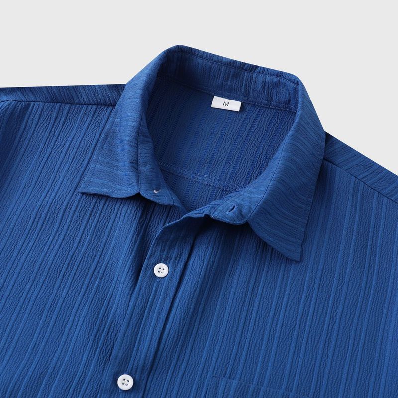 Goods 2024 Summer New Solid Color Lapel Short Sleeved Shirt Men's_voghion.com