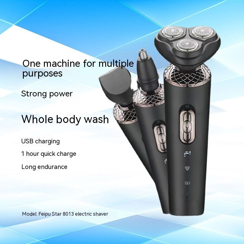 Rasoio elettrico Feipu Star 8013 tre in uno, coltello da barba, dispositivo per peli del naso_voghion.com