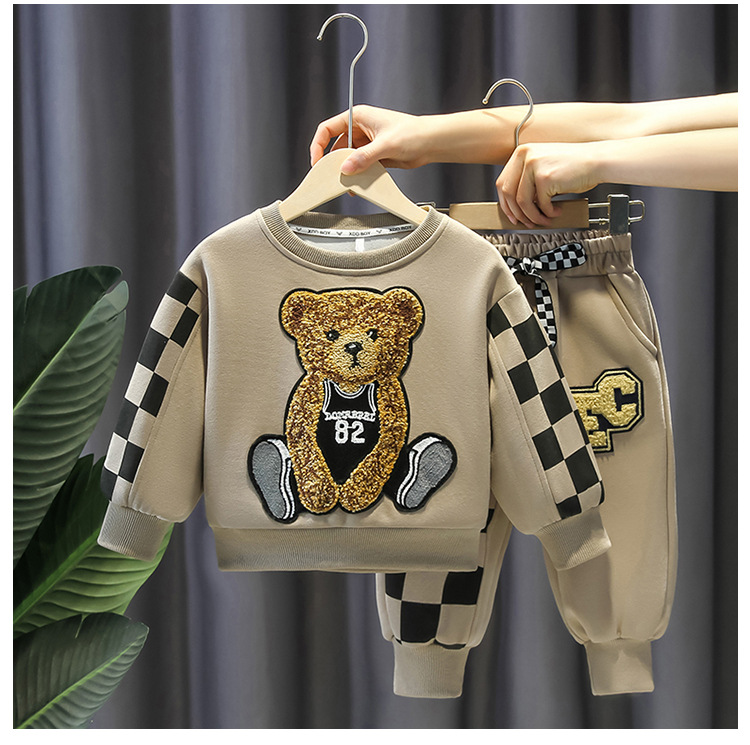 Kinderkleidung, hübsches 2023 neues lässiges, locker sitzendes, modisches Frühlings-Herbst-Trendset für Jungen, zweiteiliges Set_voghion.com