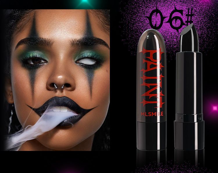Matte Lipstick Dark Black Vampire Olive Green Creative Halloween Makeup Face Body Painting_voghion.com