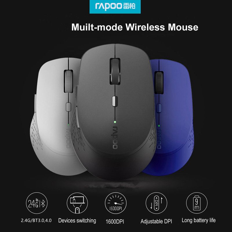 New Rapoo Multi-mode Silent Wireless Mouse With 1600DPI Bluetooth-compatible And 2.4GHz For Three Devices Connection_voghion.com
