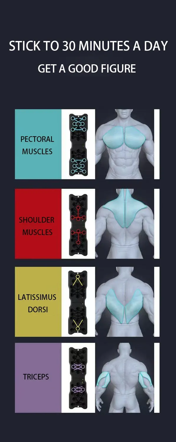 Tragbares multifunktionales Liegestützbrett-Set mit Griffen, faltbares Fitnessgerät für das Training von Brust, Bauch, Armen und Rücken_voghion.com