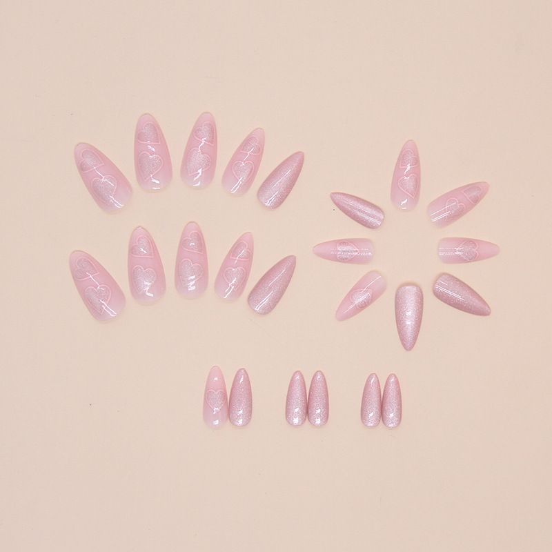 Toppa per unghie ovale rimovibile con effetto occhi di gatto Chasing Light, toppa per unghie rosa Love 24_voghion.com