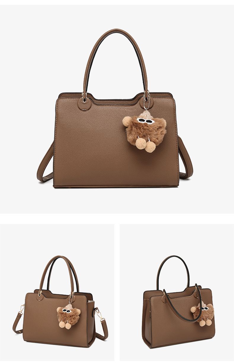Ensemble de sacs bandoulière tendance pour femme - Sac à main bandoulière 3 pièces en cuir PU avec fermeture éclair, design multi-compartiments, coloris noir/marron foncé_voghion.com