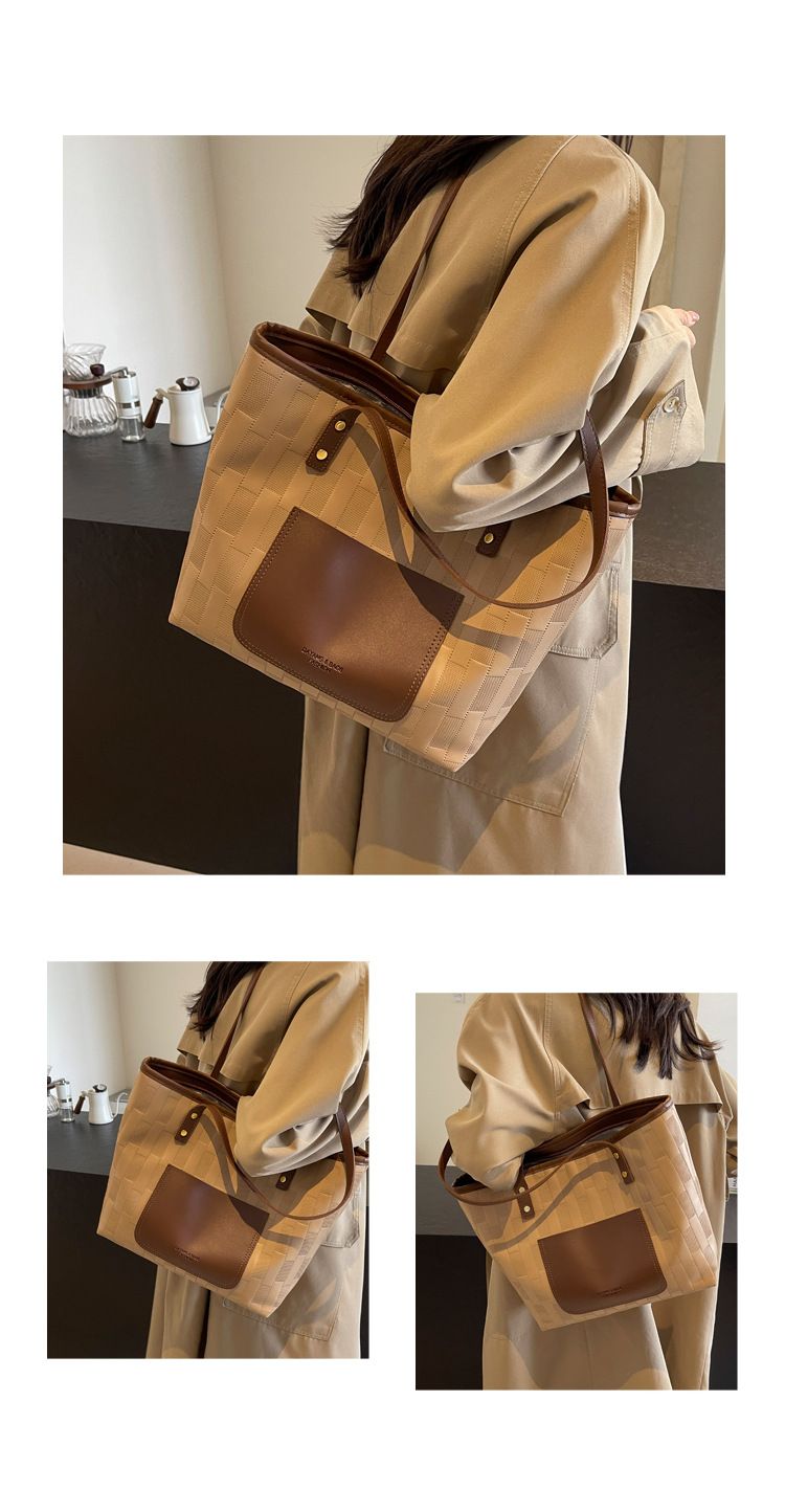 Hochwertige Pendlertasche für Damen 2024, neue modische Schultertasche in Kontrastfarbe mit großem Fassungsvermögen für Studenten_voghion.com