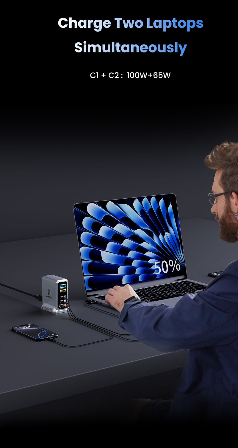 240W GAN Charger 6-IN-1 140W PD3.1 PPS USB Type C Digital Display Fast Charging Station For IPhone 16 15 Book Laptops_voghion.com