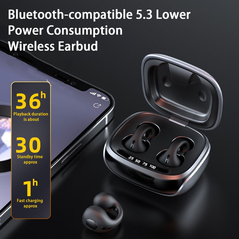 JX80 Langattomat Kuulokkeet HiFi Stereo Surround Luujohteella LED Digitaalinen Näyttö Bluetooth 5.3 Ääniavustajalla Korvaklipsi Kuulokkeet Päivittäiseen Käyttöön_voghion.com