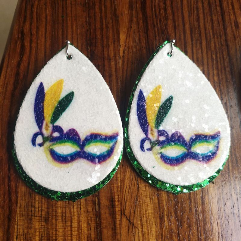 pendientes de pelota, pendientes de rugby, pendientes de pelota con purpurina y lentejuelas, pendientes de cuero de colores_voghion.com