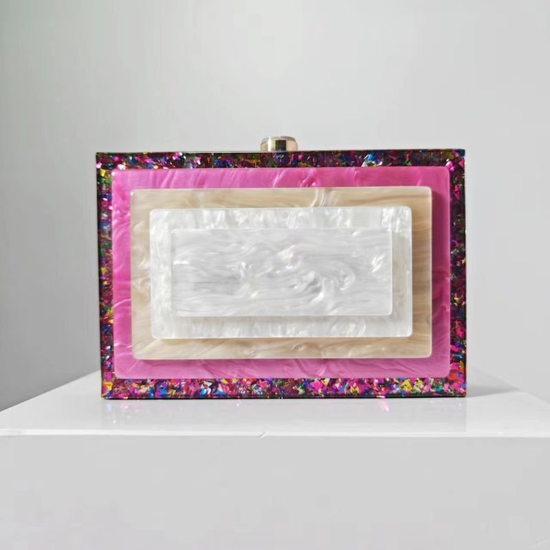 Borsa da donna, borsa da pranzo, borsa con cuciture retrò, tendenza, borsa a tracolla in acrilico con catena, per ragazza_voghion.com