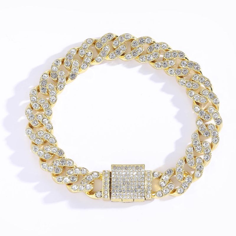 Legierungshalskette 12 mm einreihig voller Diamanten Herren Persönlichkeit Hip Hop kubanische Kette Zubehör_voghion.com