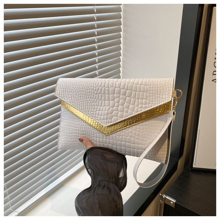 Handbag For Women Envelope Bag Crocodile Print Envelope Bag Personality Fashion Casual Temperament Color Contrast Banquet Bag_voghion.com