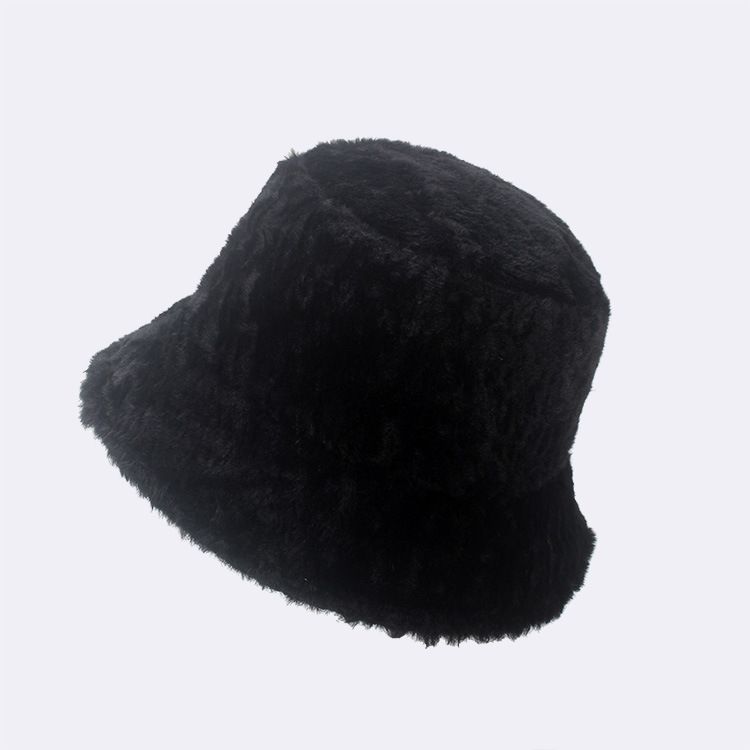 Cappello parasole caldo da pescatore in pelliccia di coniglio tinta unita, alla moda, autunno e inverno_voghion.com
