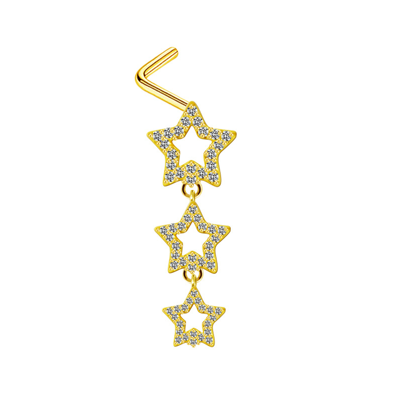 Piercing pentru nas, unghie de nas în formă de inimă, pandantiv cu cinci stele, diamant transfrontalier european și american, unghie de nas, unghie de nas, știft pentru nas_voghion.com