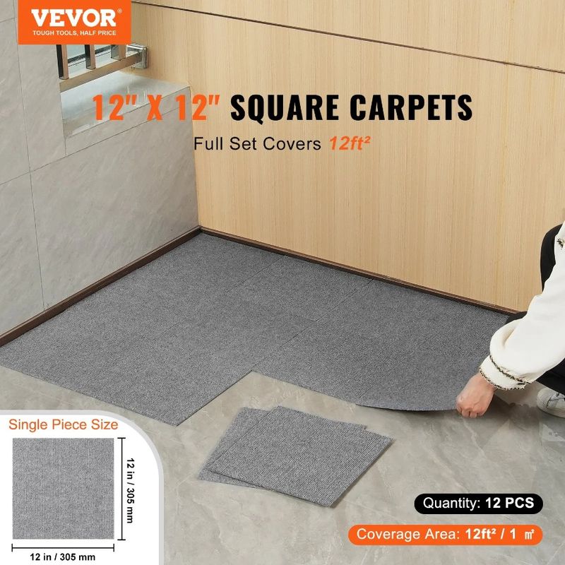 Tiles Peel Install Tiles Squares Carpet 12' X Padded Self Carpet Soft Stick Be 12' Carpet DIY Easy For And Adhesive Floor Tile_voghion.com