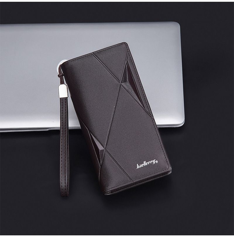 New men's long wallet baellerry cross-border multi-card slot zipper clutch business plain handbag men_voghion.com