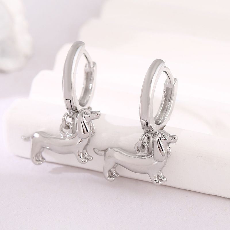 Fashionable Copper Animal Dachshund Pendant Earrings With Unique Design Sense_voghion.com